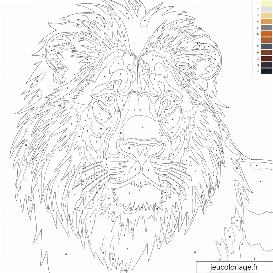 Colorez un majestueux lion : un défi artistique pour enfants