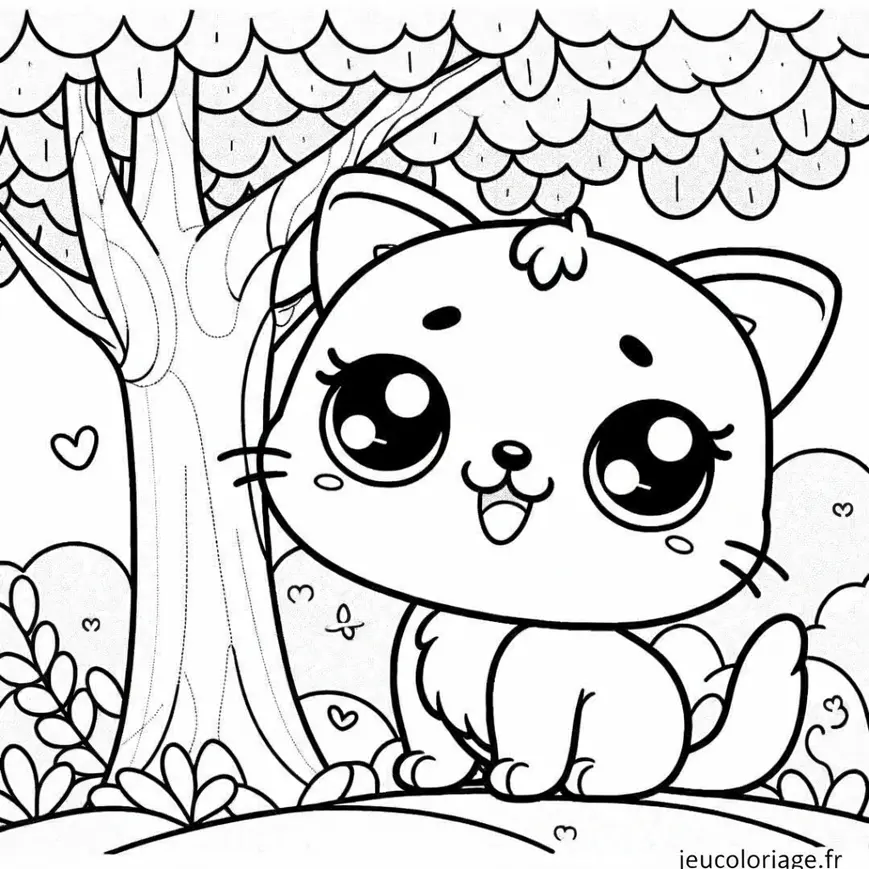 Coloriage Chat Disney Kawaii souriant