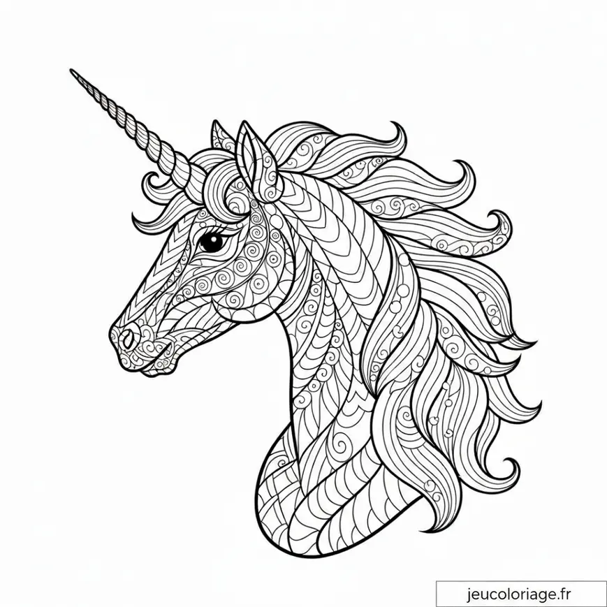 Coloriage Licorne Fantaisie à Imprimer et Colorier