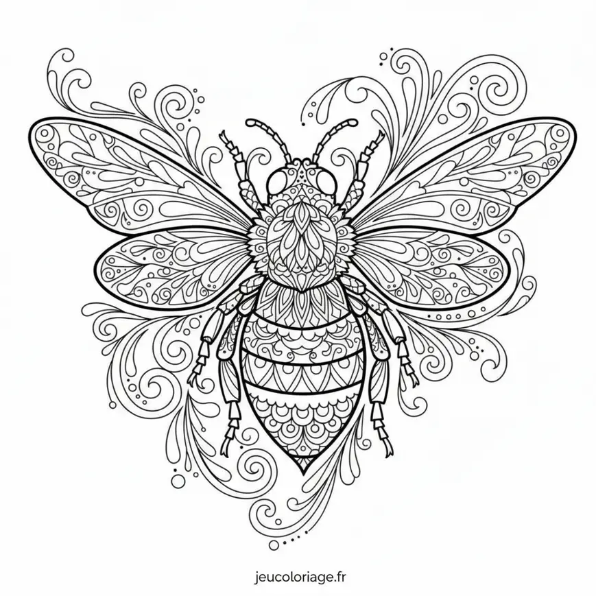 Coloriage Mandala Abeille Détails Intricats et Délicats