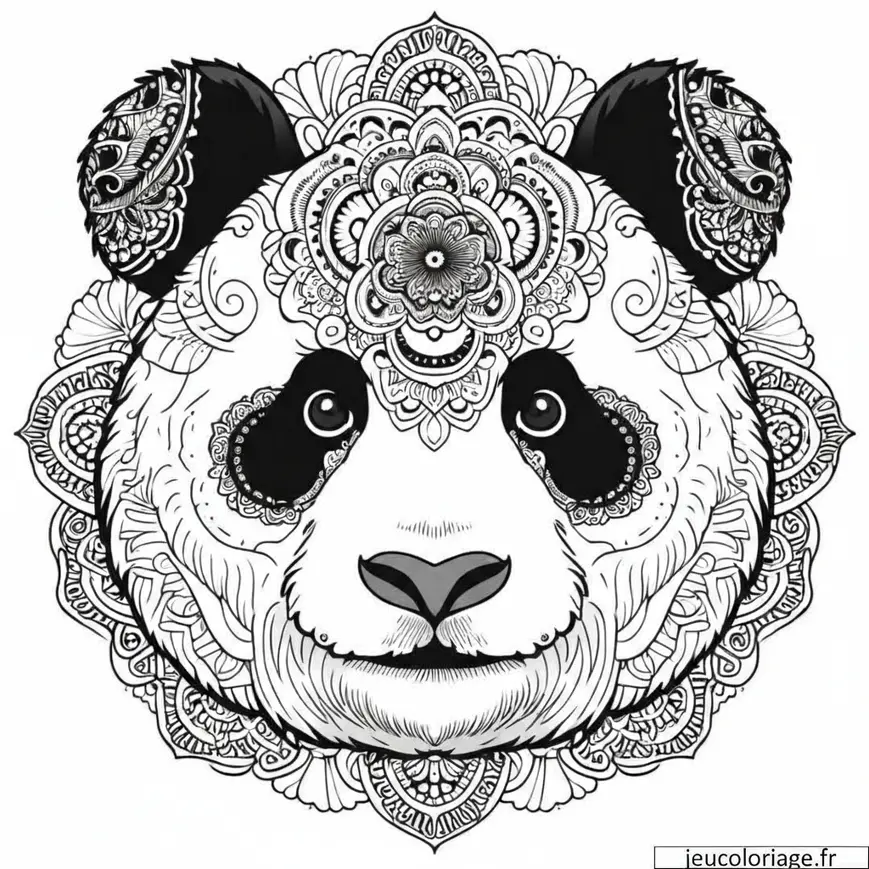 Coloriage Mandala adulte avec un portrait de panda