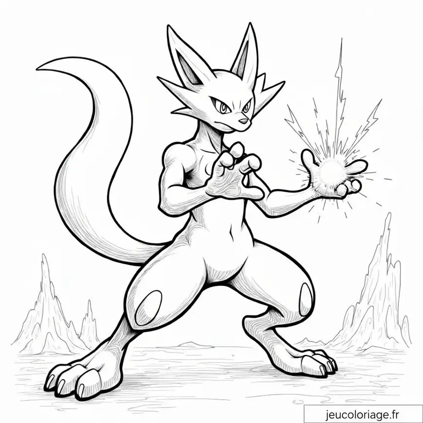 Coloriage Pokémon Mewtwo : énergie et puissance