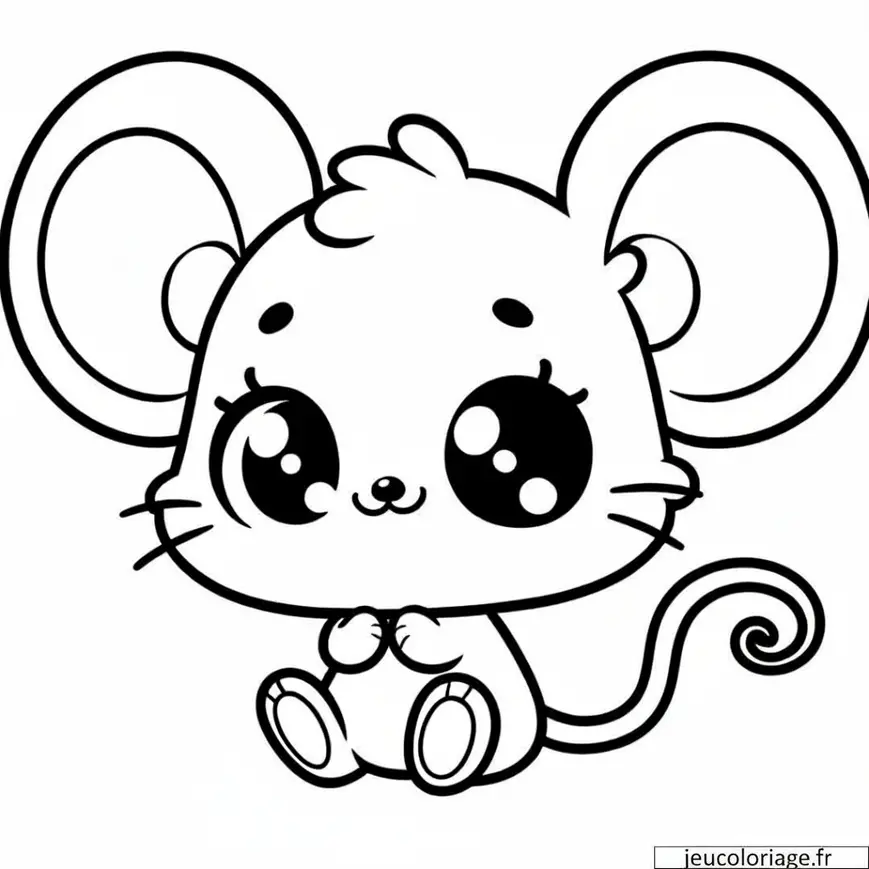 Coloriage Souris Disney Kawaii avec de grandes oreilles