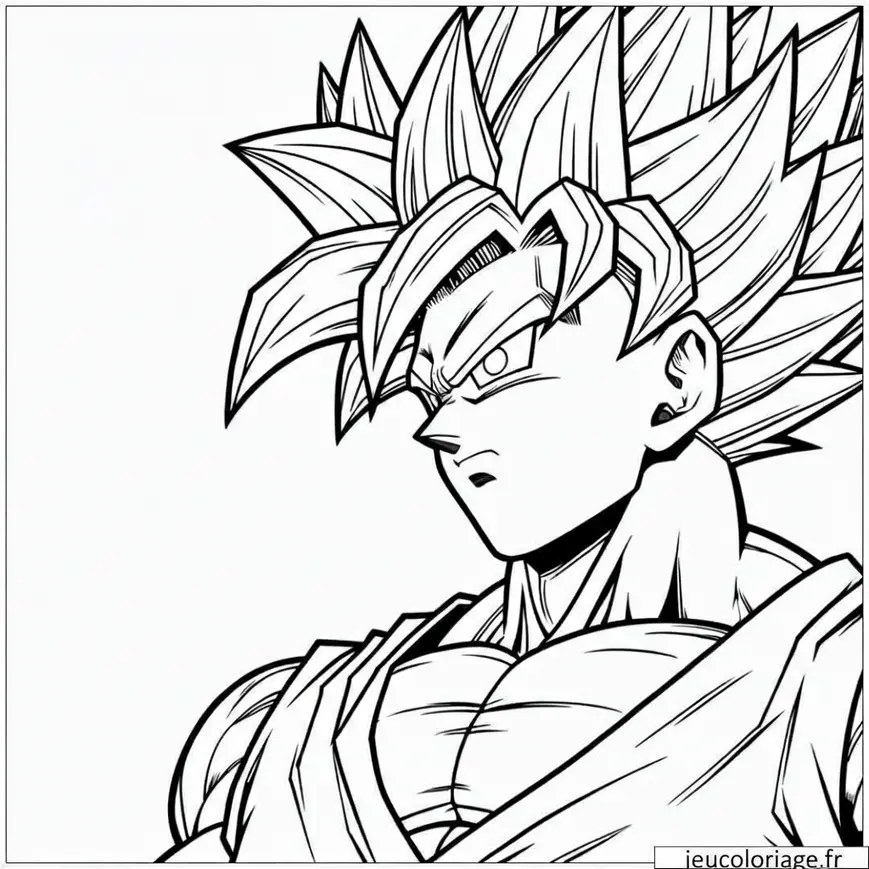 Coloriage Super Sayan avec un regard déterminé