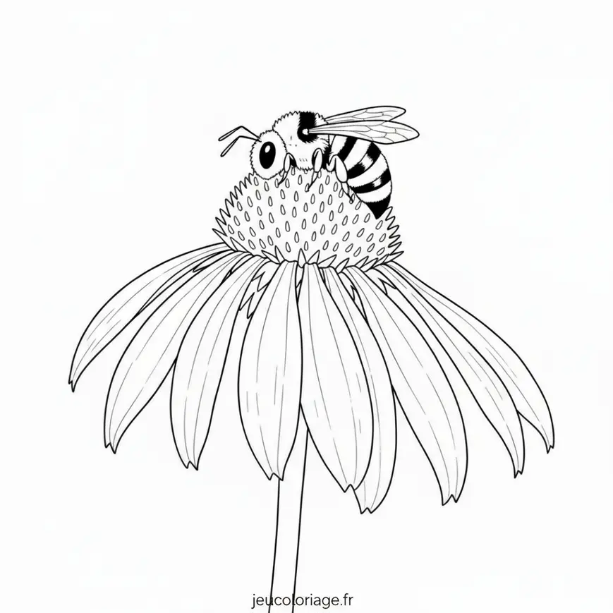 Coloriage abeille sur fleur pour moments créatifs apaisants