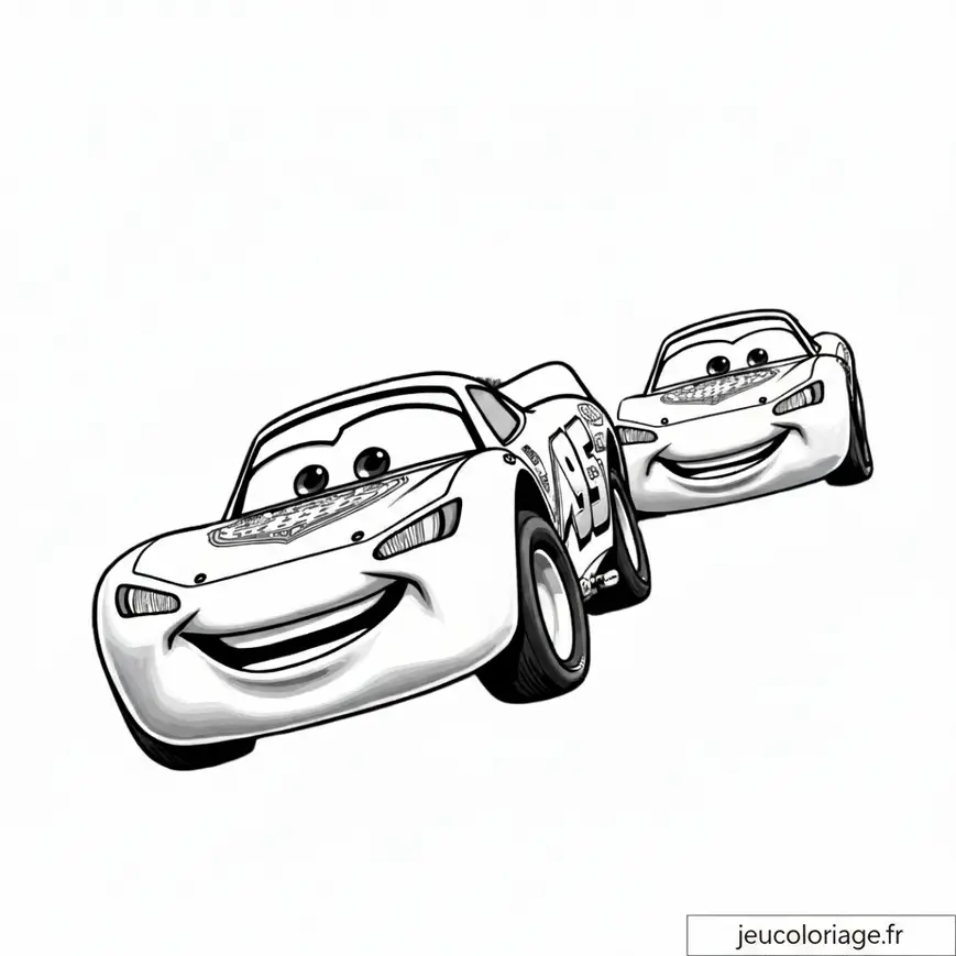 Coloriage amusant de Flash McQueen en pleine course