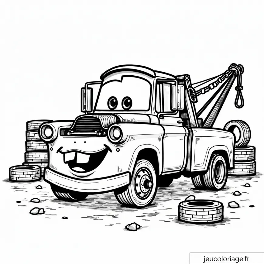 Coloriage amusant de camion de remorquage pour enfants