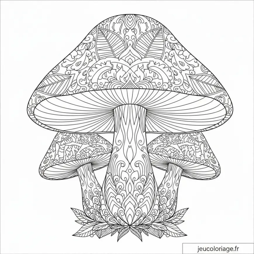 Coloriage champignons décoratifs : Détendez-vous en coloriant
