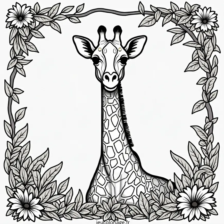 Coloriage de Girafe Amusante pour les Enfants