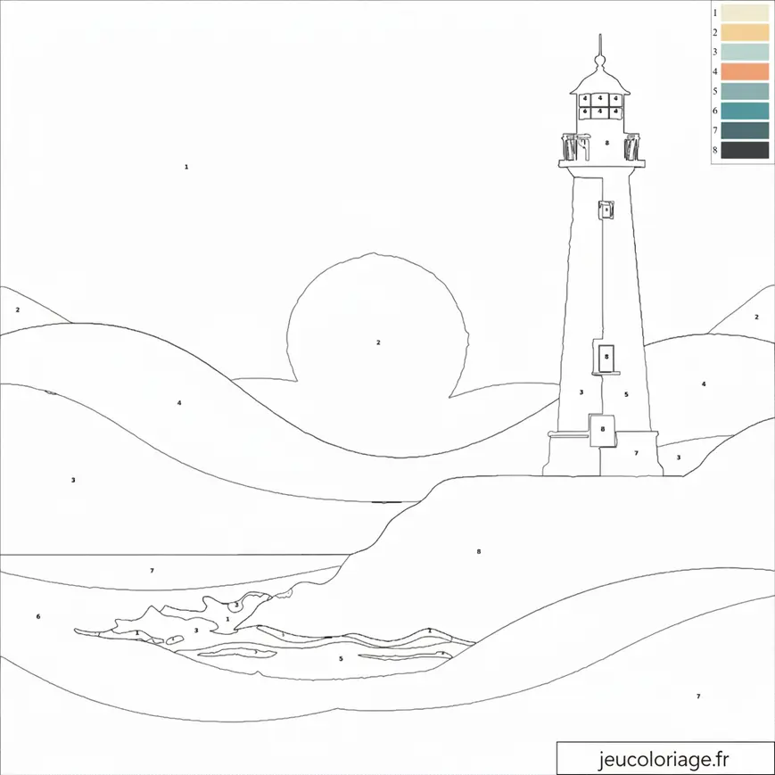 Coloriage de Phare au Coucher de Soleil