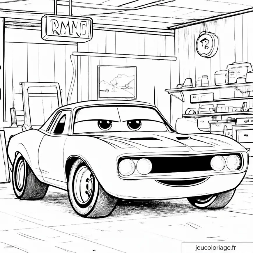 Coloriage de voiture inspiré de Cars pour enfants