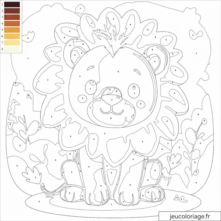 Coloriage magique lion pour enfants : amusant et éducatif