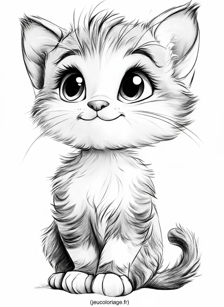 Coloriage mignon chaton à imprimer et colorier