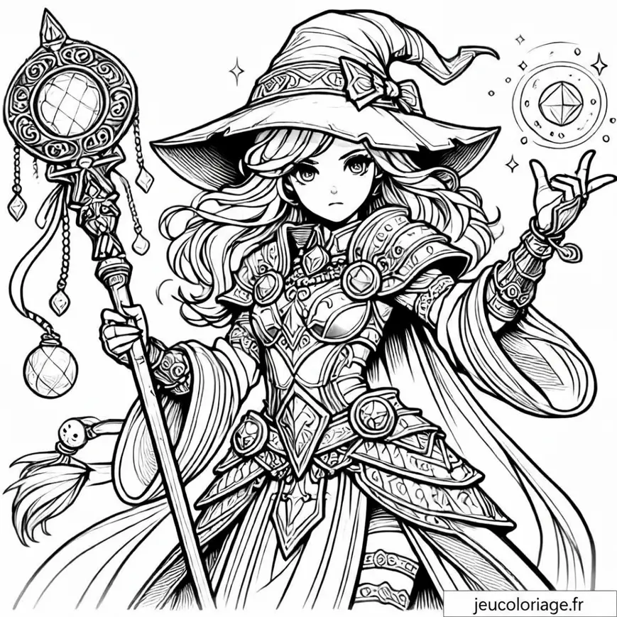 Coloriage sorcière guerrière