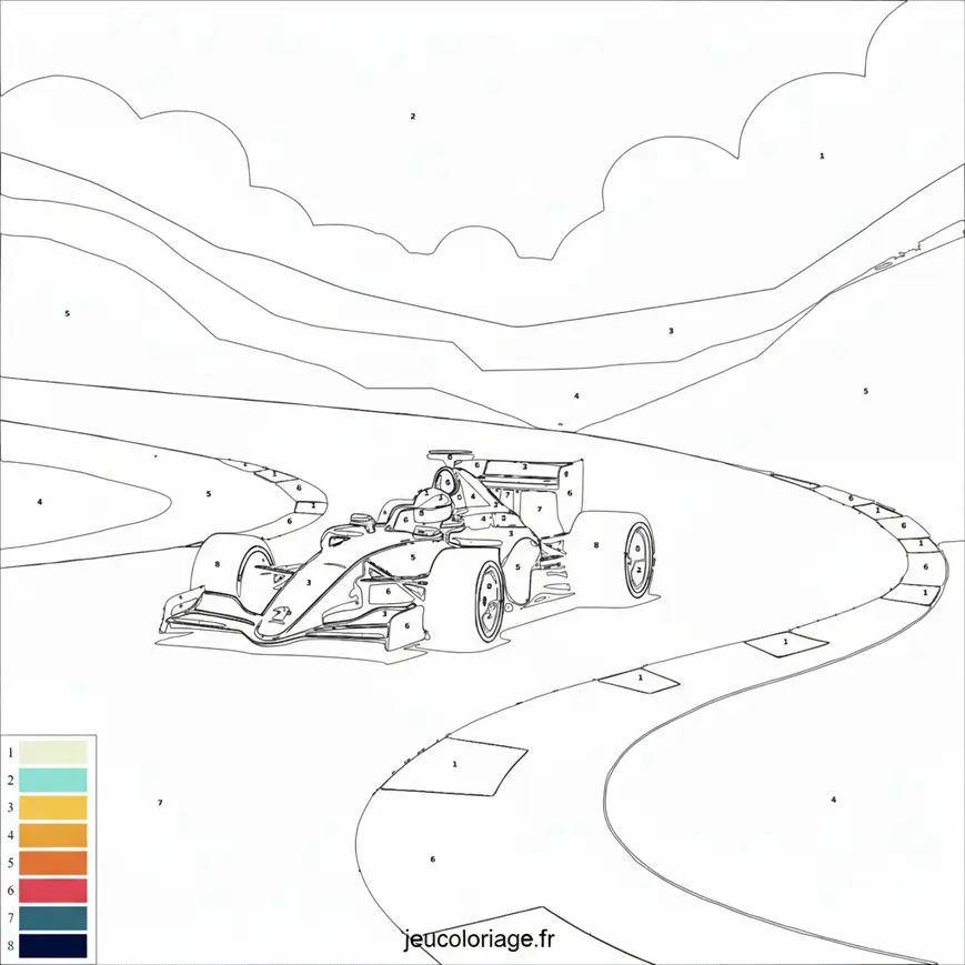 Course de voiture F1 à colorier : Amusement garanti
