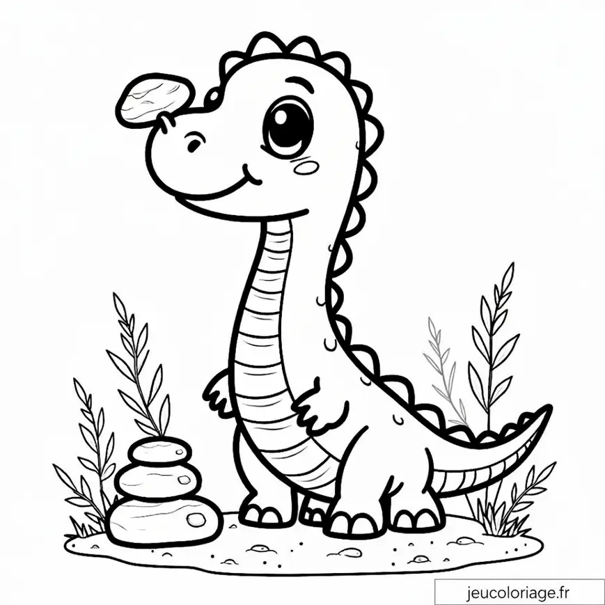 Dessin à colorier : adorable dinosaure pour enfants
