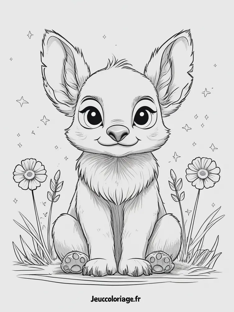 Dessin à colorier de Stitch avec un cerf-volant