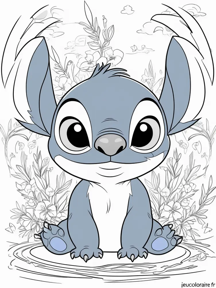 Dessin à colorier de Stitch et Lilo en super-héros