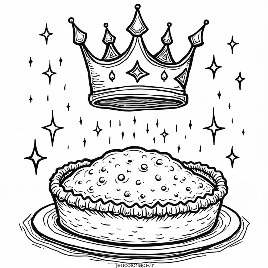 Galette des Rois à colorier : couronne et étoile magique