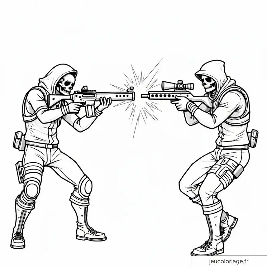 Personnages à colorier en duel : action et aventure