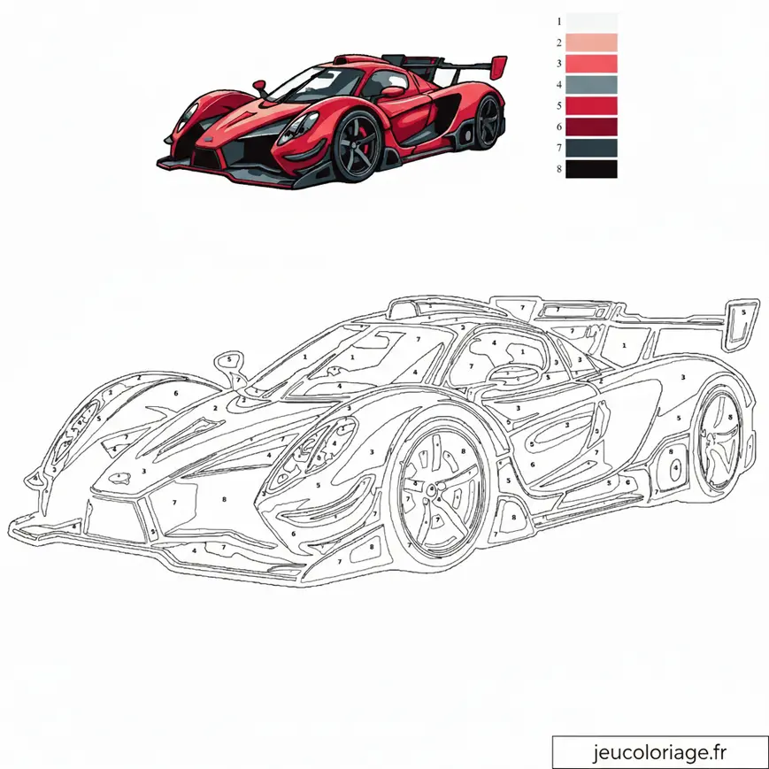 Voiture de course à colorier pour stimuler la créativité