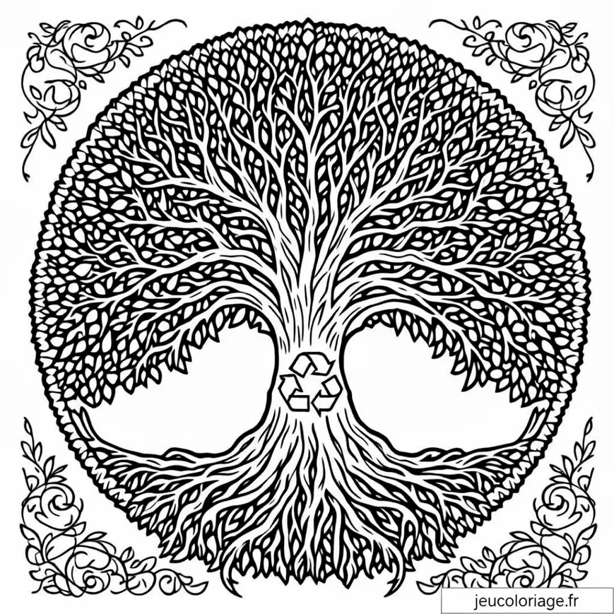 Coloriage Arbre de Vie pour Relaxation et Créativité