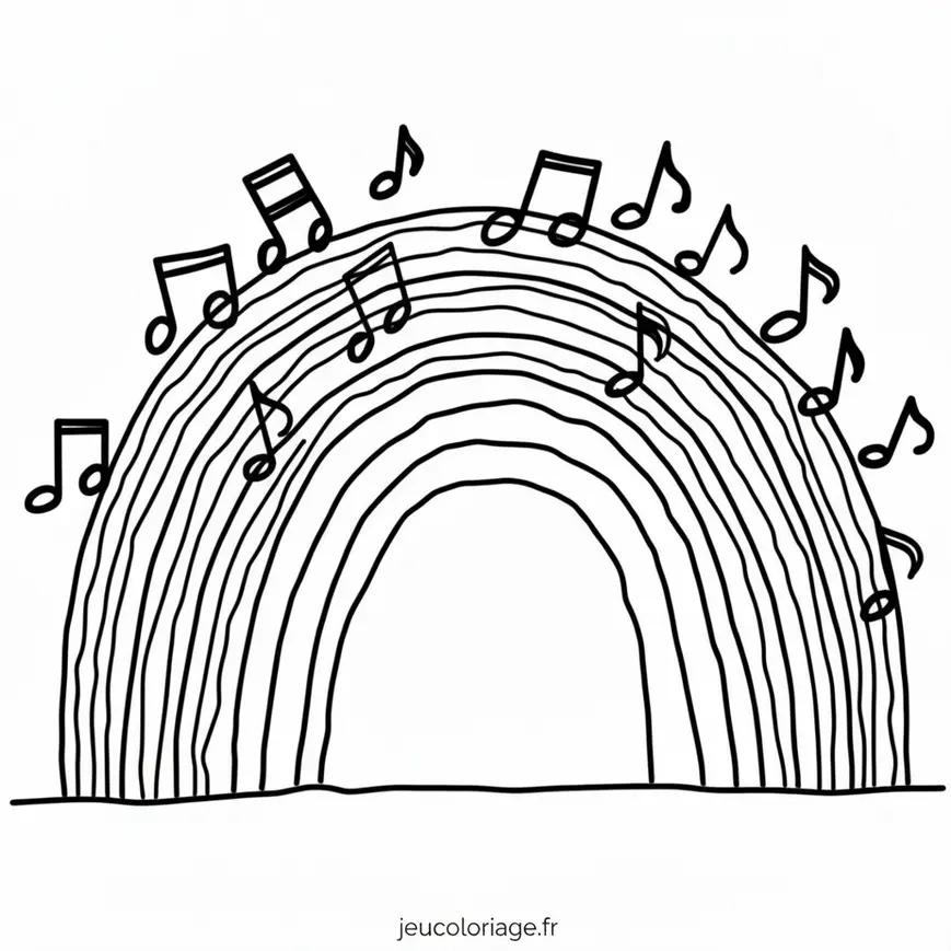 Coloriage Arc-en-ciel Musical : Harmonie en Couleurs