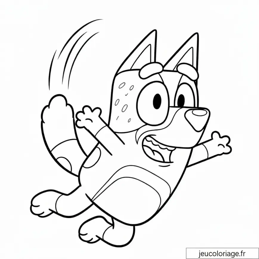 Coloriage Bluey en pleine action pour enfants créatifs