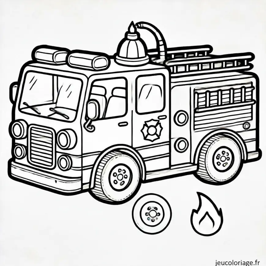 Coloriage Camion de pompier au repos