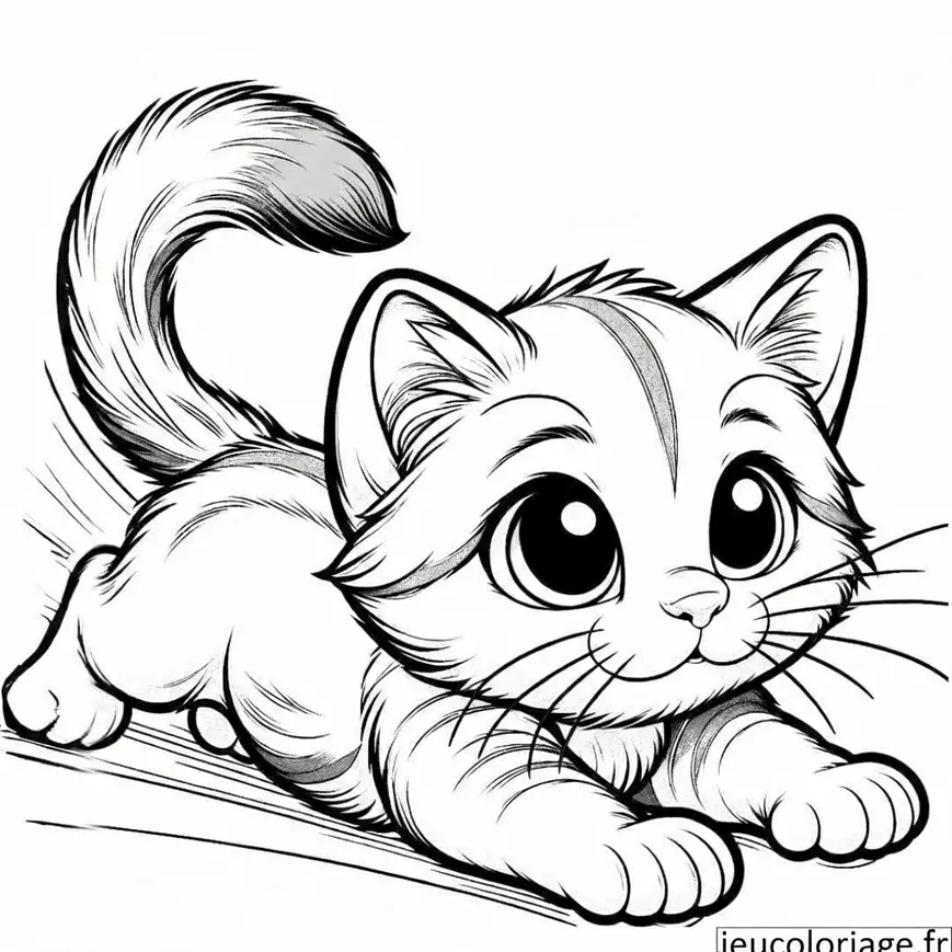Coloriage Chaton Jouant