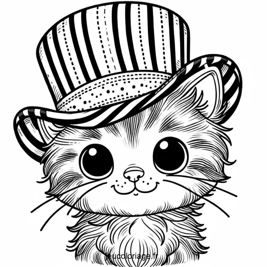 Coloriage Chaton avec un Chapeau Rigolo