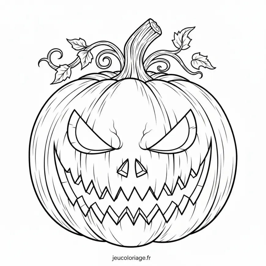 Coloriage Citrouille Effrayante pour Halloween Spécial