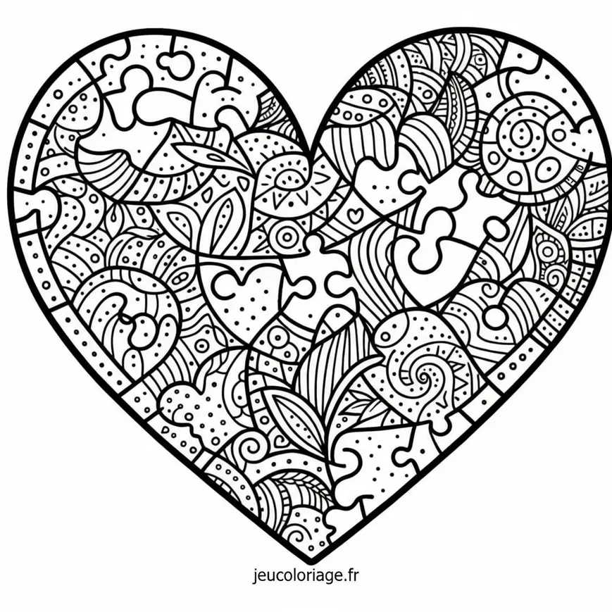 Coloriage Coeur en Puzzle