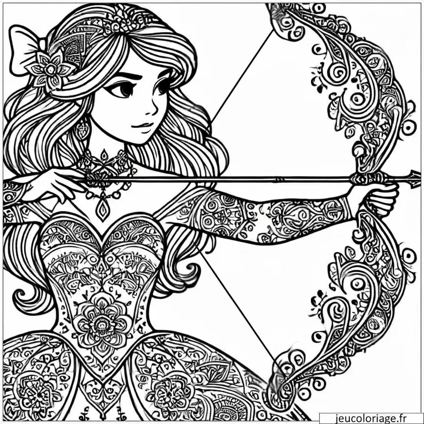 Coloriage Mandala Archère Enchantée Disney