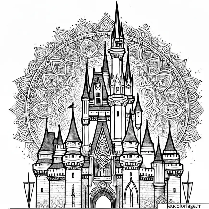 Coloriage Mandala Château Disney