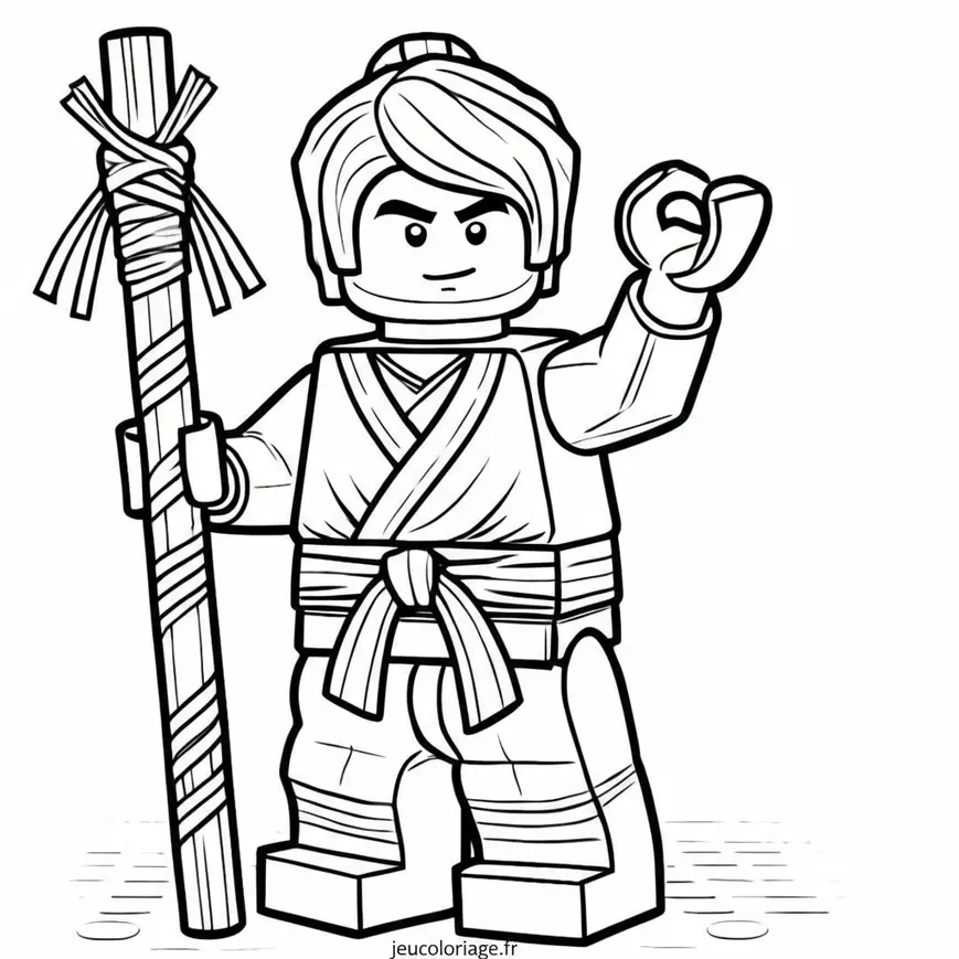 Coloriage Ninjago Sensei Wu et son bâton