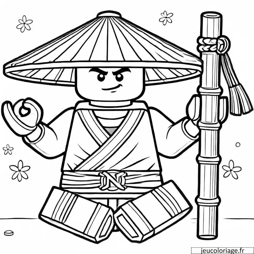 Coloriage Ninjago Sensei Wu méditant
