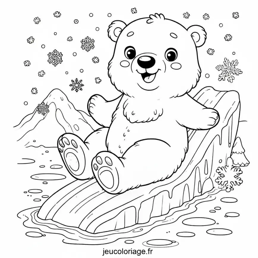 Coloriage Ours Polaire Glissant