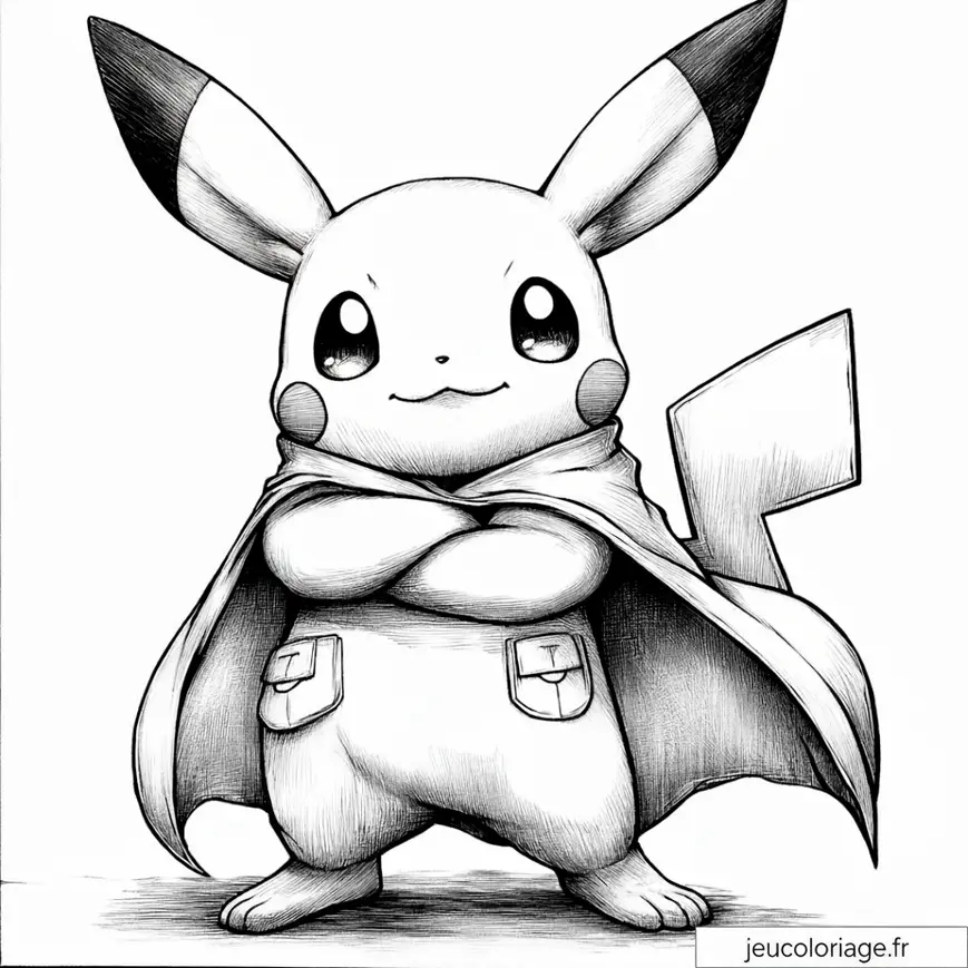 Coloriage Pikachu super-héros : aventure et créativité pour enfants