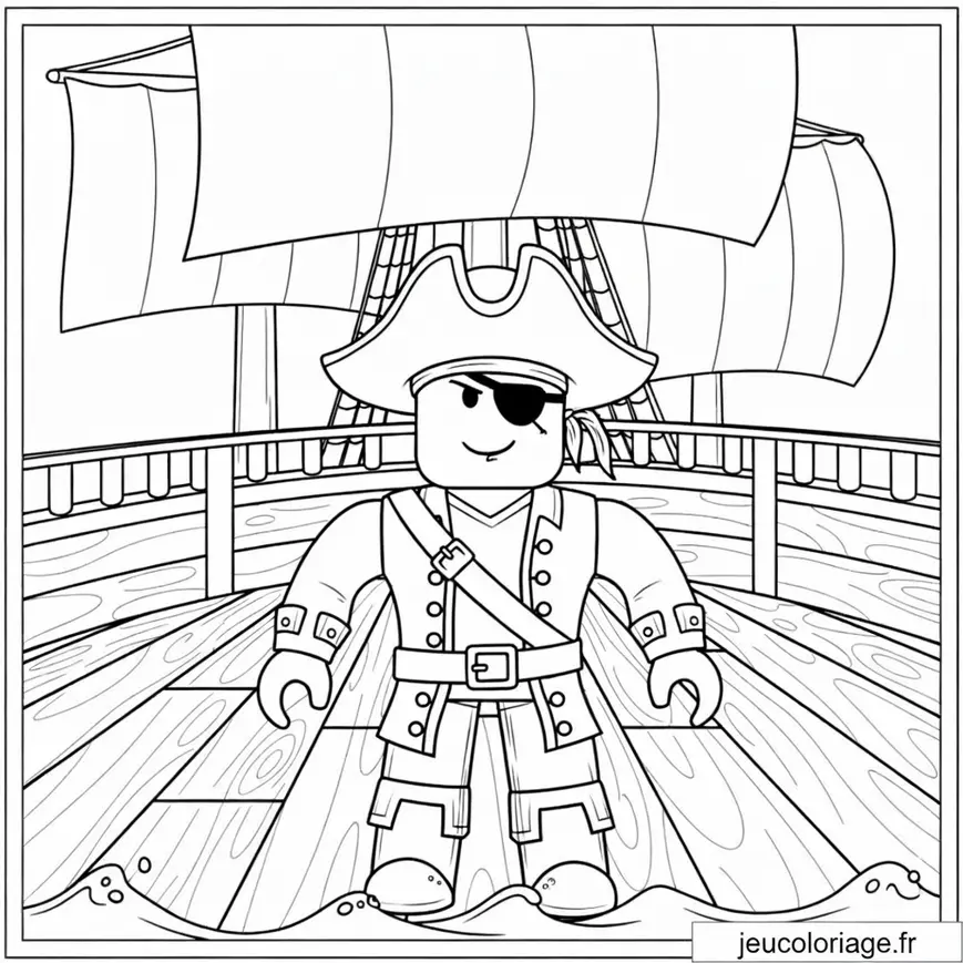 Coloriage Pirate Roblox à bord d&rsquo;un navire