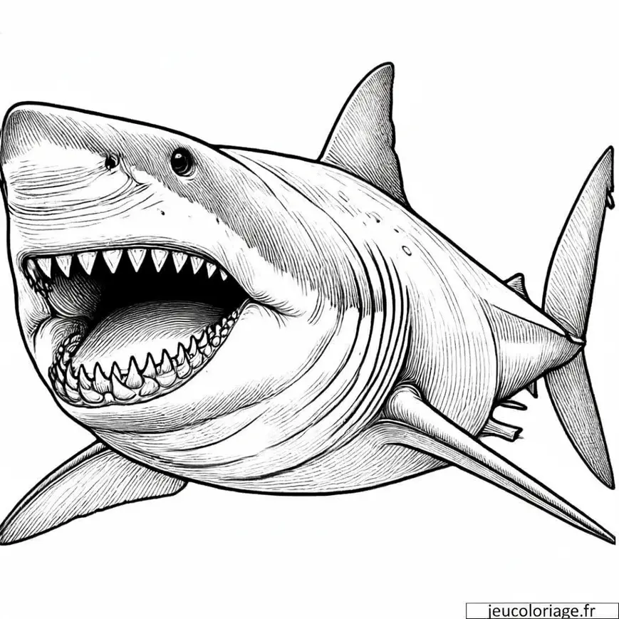Coloriage Requin Bouche Ouverte Réaliste