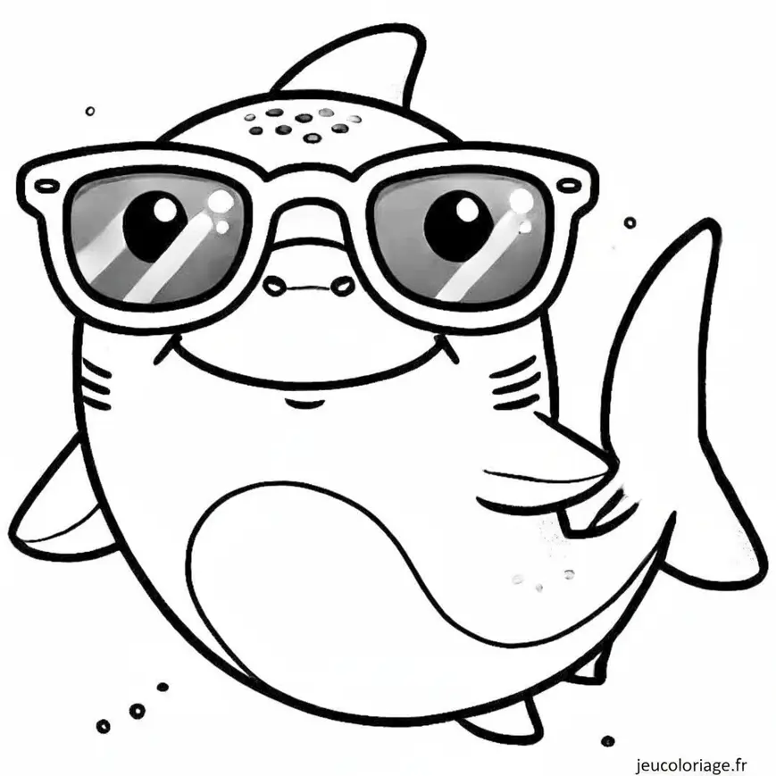 Coloriage Requin avec des Lunettes de Soleil