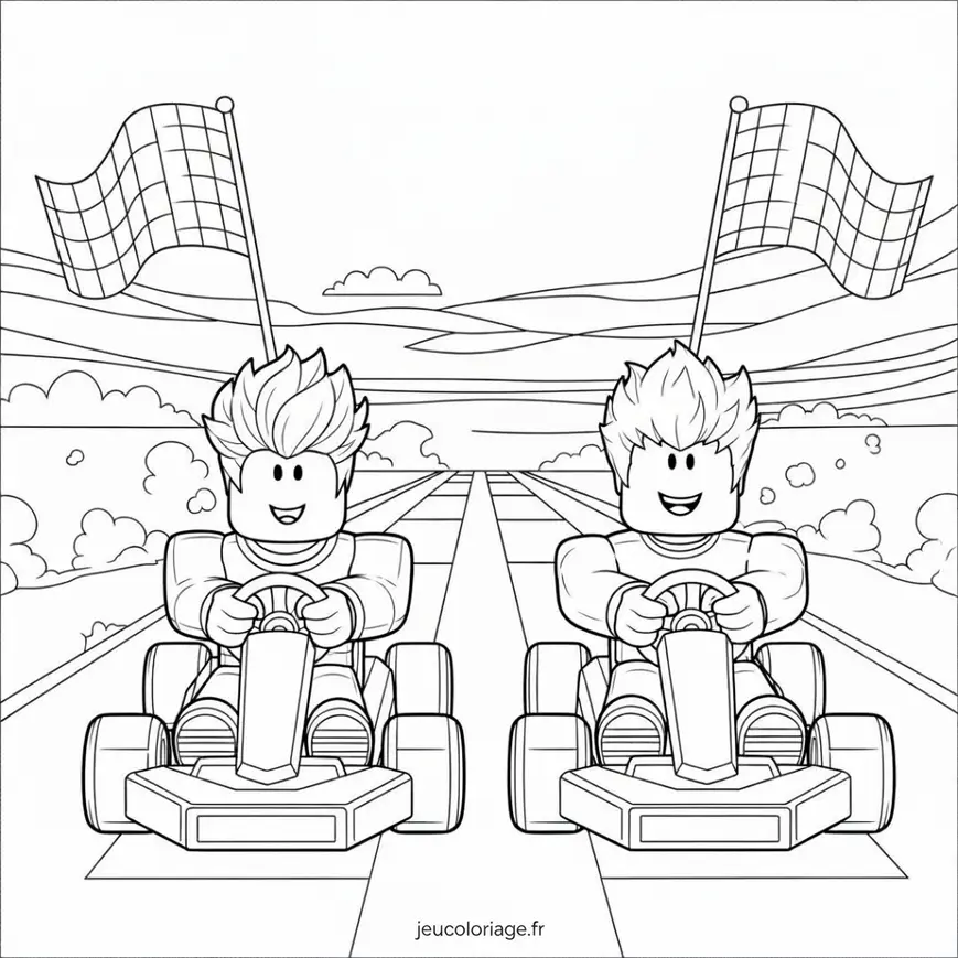 Coloriage Roblox Course de Karts : Amusez-vous à Colorier!