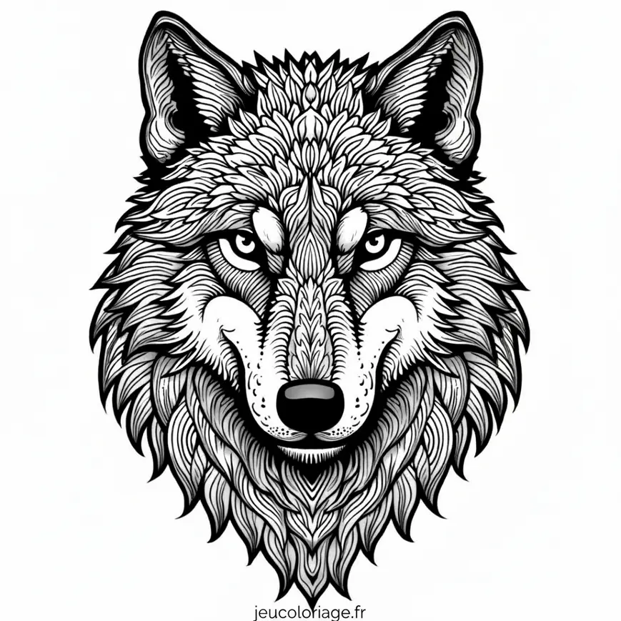 Coloriage Tête de Loup pour Adultes: Détente et Créativité