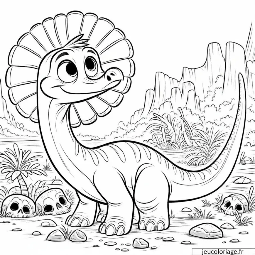 Coloriage Troodon et les Fossiles