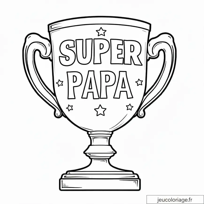 Coloriage Trophée Super Papa pour une Fête des Pères spéciale