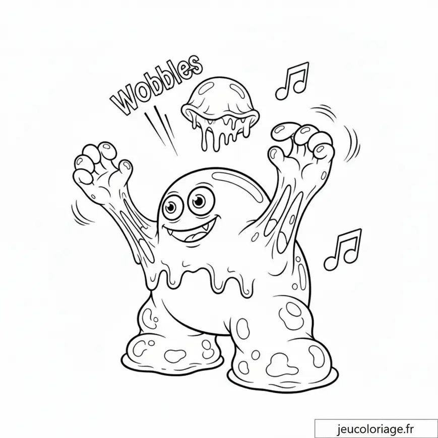 Coloriage amusant de monstre gluant dansant
