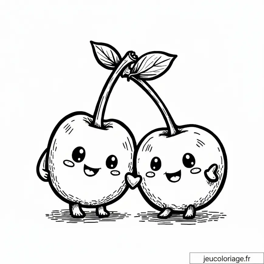 Coloriage cerises kawaii : amusez-vous à les personnaliser