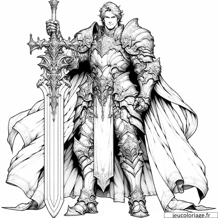 Coloriage chevalier héroïque avec épée