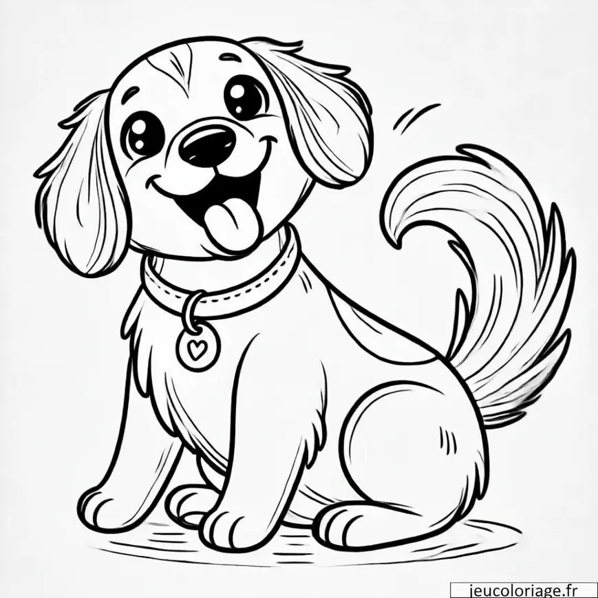 Coloriage chien heureux